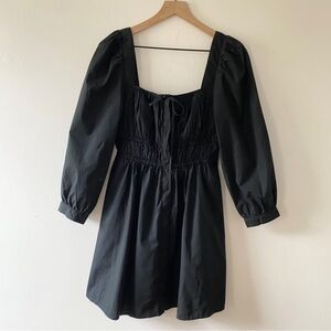 J.Crew Cinched-waist Cotton Poplin Dress Black Summer Long Sleeve